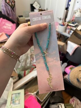 Turquoise Beaded Snake Pendant Necklace